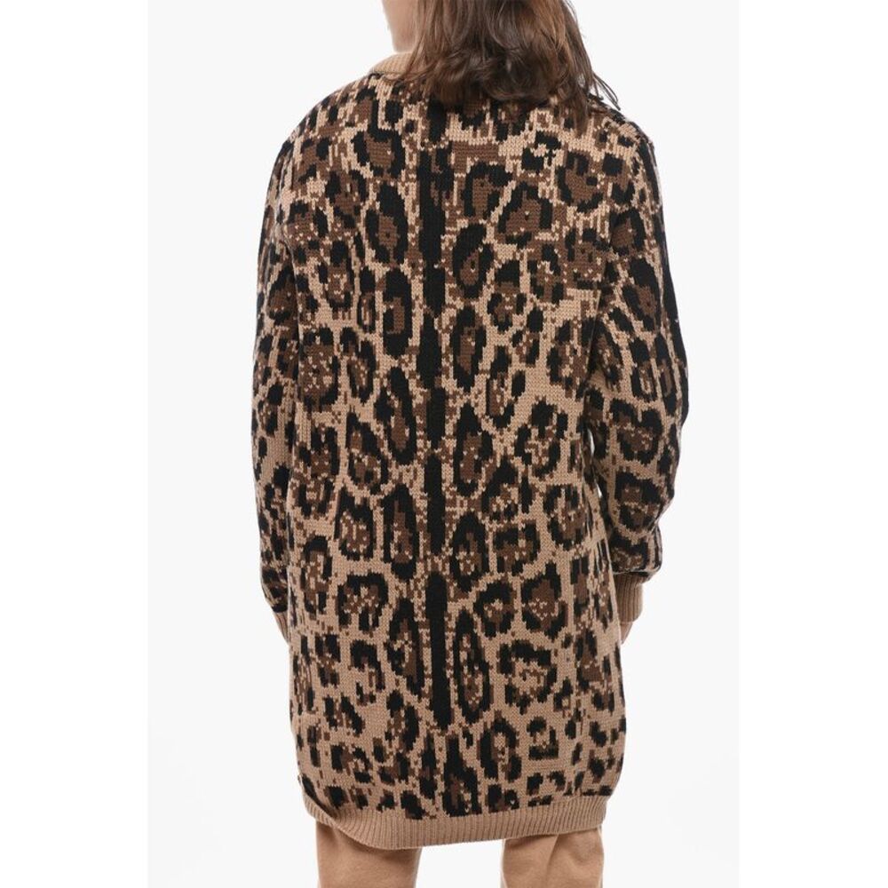 Mixed Cashmere Animal-Print Cardigan With V-Neck - Picture 3 of 5